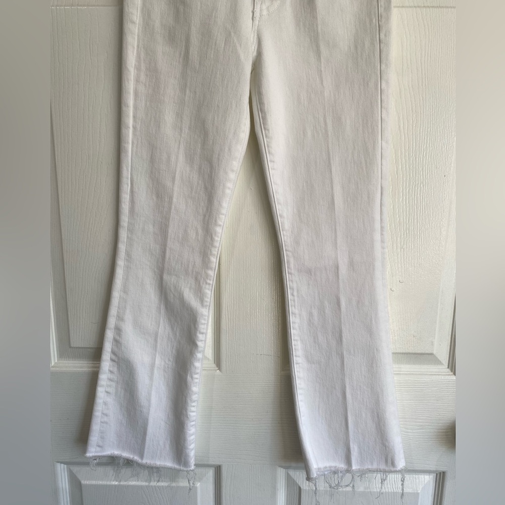 MOTHER The Hustler Ankle Fray In Fairest Of Them All White High Rise Jeans 24 - Picture 4 of 15